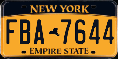 NY license plate FBA7644