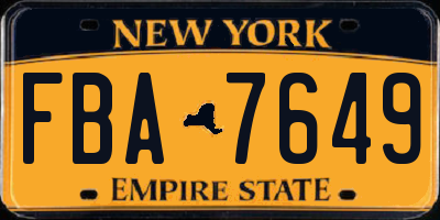 NY license plate FBA7649