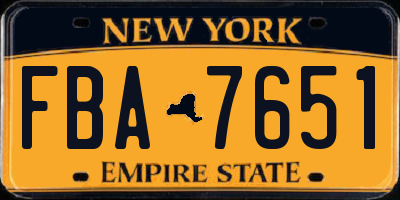 NY license plate FBA7651
