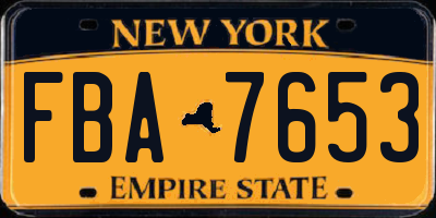 NY license plate FBA7653