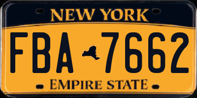 NY license plate FBA7662