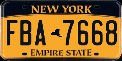 NY license plate FBA7668