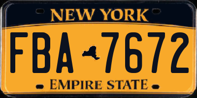 NY license plate FBA7672