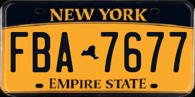 NY license plate FBA7677