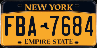 NY license plate FBA7684