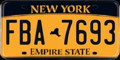 NY license plate FBA7693
