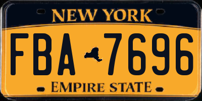 NY license plate FBA7696