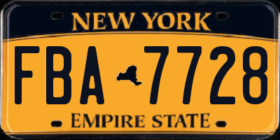 NY license plate FBA7728