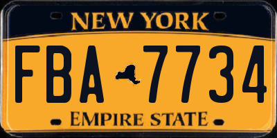 NY license plate FBA7734