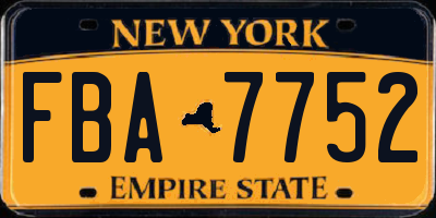 NY license plate FBA7752