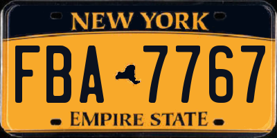 NY license plate FBA7767