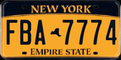 NY license plate FBA7774