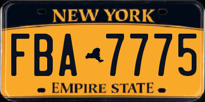 NY license plate FBA7775