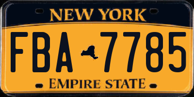 NY license plate FBA7785