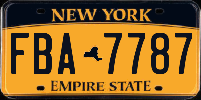 NY license plate FBA7787
