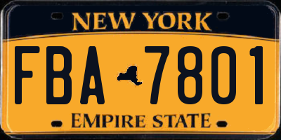 NY license plate FBA7801