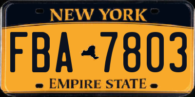 NY license plate FBA7803