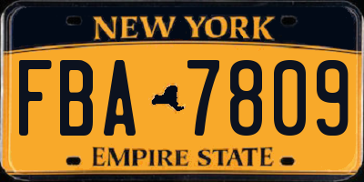 NY license plate FBA7809