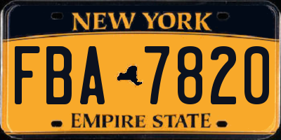 NY license plate FBA7820