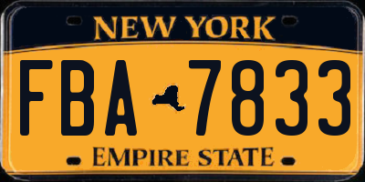 NY license plate FBA7833