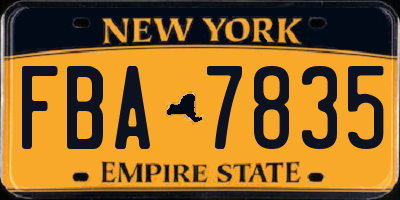 NY license plate FBA7835
