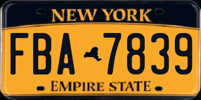 NY license plate FBA7839