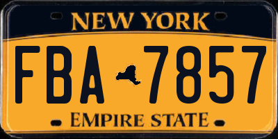 NY license plate FBA7857