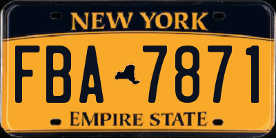 NY license plate FBA7871