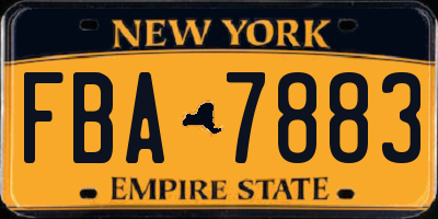 NY license plate FBA7883