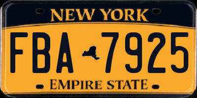 NY license plate FBA7925