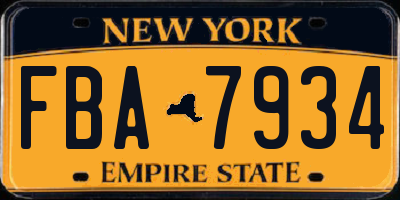 NY license plate FBA7934
