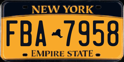 NY license plate FBA7958