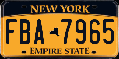 NY license plate FBA7965
