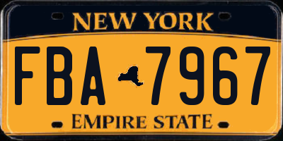 NY license plate FBA7967