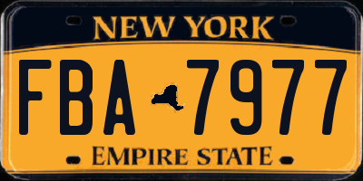 NY license plate FBA7977