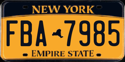 NY license plate FBA7985