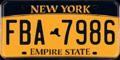 NY license plate FBA7986