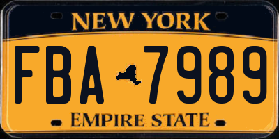 NY license plate FBA7989