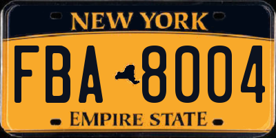 NY license plate FBA8004