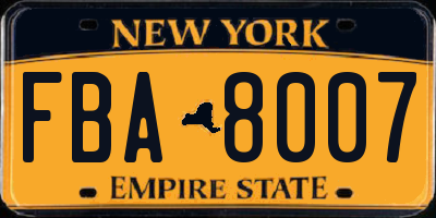 NY license plate FBA8007
