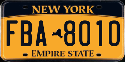 NY license plate FBA8010