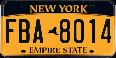 NY license plate FBA8014