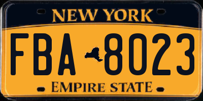 NY license plate FBA8023
