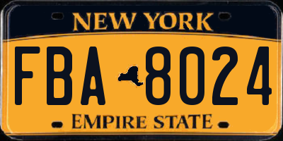 NY license plate FBA8024