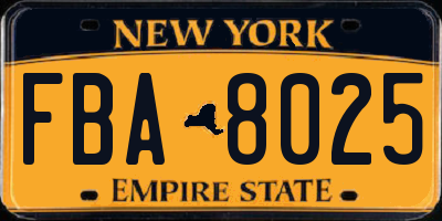 NY license plate FBA8025