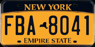 NY license plate FBA8041