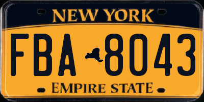 NY license plate FBA8043