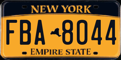 NY license plate FBA8044
