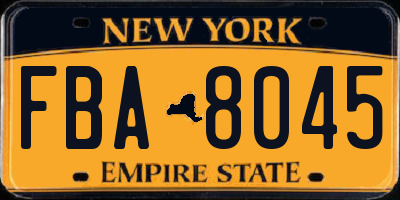 NY license plate FBA8045