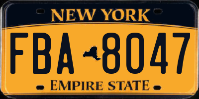 NY license plate FBA8047